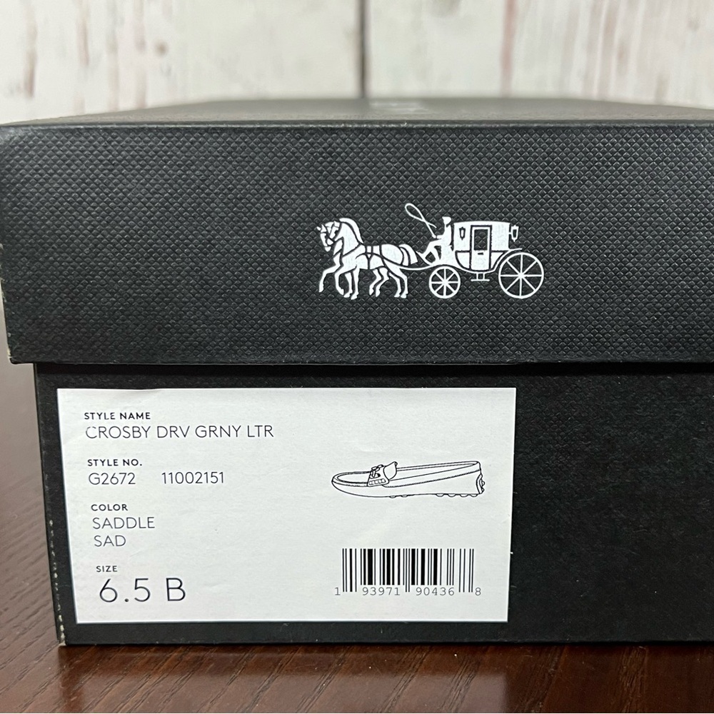 COACH CROSBY DIVER Brown Grainy Leather Loafers with Brass Gold Accent 6.5B NIB - Picture 2 of 11